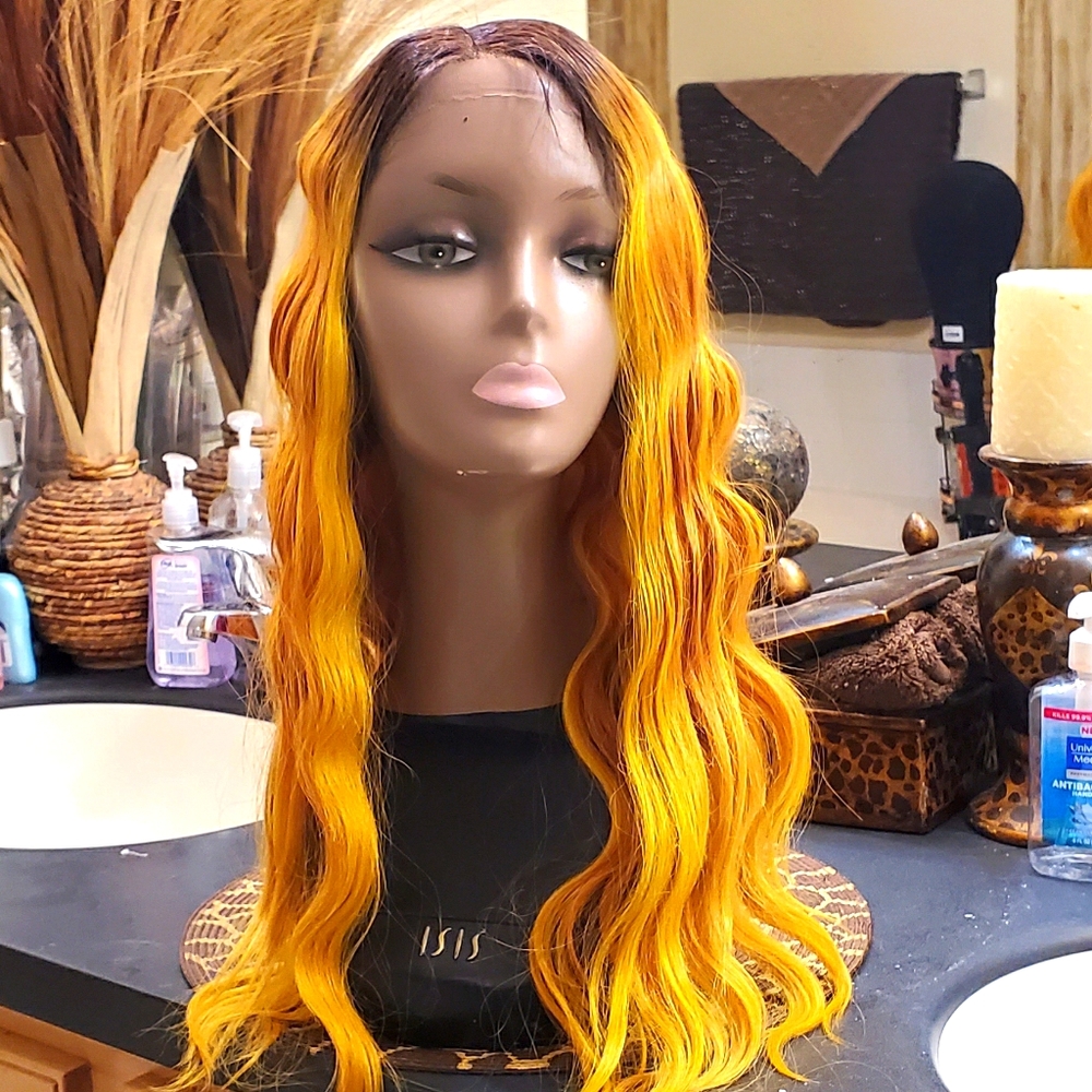 Banana Mango Pre Plucked Synthetic Lace Front